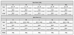 Detailed size chart for high waist wide leg jeans with waist, hip and length in CM and IN