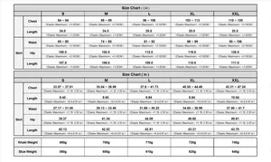 Detailed size guide table for women's jacquard set in centimeters and inches