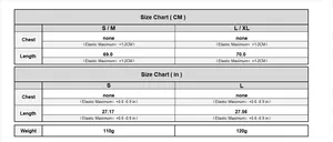 Detailed size chart for backless V-neck vest with striped tie and length measurements