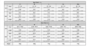 Detailed size chart for tube top and A-line skirt set showing S to XXL measurements