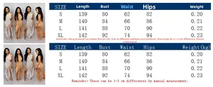 Detailed size chart for long tassel beach dress including length and weight measurements