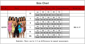 Detailed size chart for lace bodysuit QJ5250 showing measurements from XS to XXL