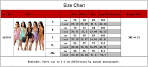 Detailed size chart for long tassel beach dress including bust and waist measurements