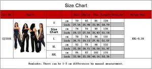 Tableau des tailles détaillé pour combinaison en dentelle avec mesures du S au XXL