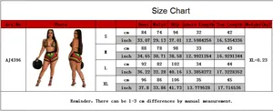 Size chart for women's crochet beach set showing bust, waist, and hip measurements