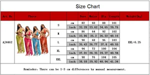 Size chart for the woven beach dress with tassels showing bust and length measurements