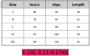 Detailed size chart for women's pleated PU leather shorts from size S to 2XL