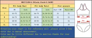 Detailed size chart for sexy one-piece swimsuit featuring bust and waist measurements