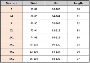 Size chart for high waist PU leather leggings showing waist, hip, and length from S to 5XL