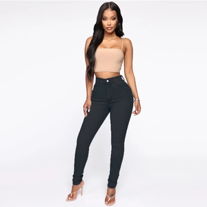 Vaqueros pitillo de talle alto para mujer en denim gris oscuro con ajuste entallado