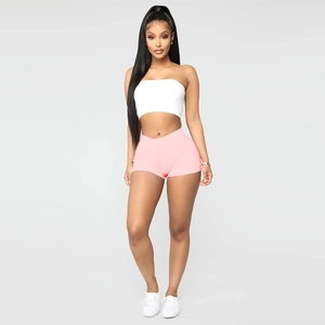 Nauwsluitende lichtroze yoga shorts met hoge taille van elastisch breisel voor fitness