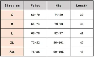 Size chart for women PU leather mini skirt with waist and hip measurements in cm