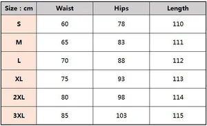 Guide des tailles pour pantalon en similicuir à taille haute avec mesures de hanches