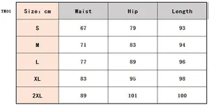 Tableau des tailles pour leggings en cuir PU femme avec mesures de S à 2XL en cm