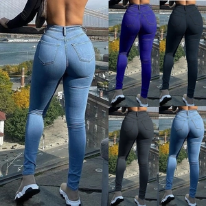 Women's Sexy High Waist Skinny Jeans Slim Fit Denim Pencil Pants Stretch Lifting Butt Casual Streetwear Blue Black Grey