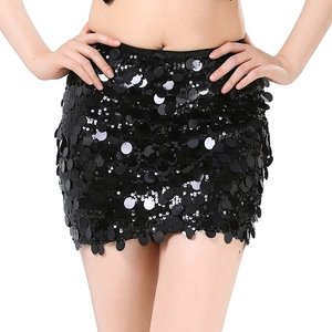 Funkelnder schwarzer Pailletten-Minirock für Partys mit hoher Taille und Bodycon-Passform