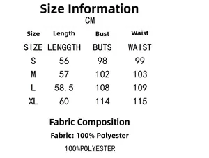 Detailed size chart for the women's sequin V-neck top with fabric and measurement guide