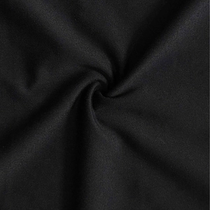 Close-up of premium black elastic fabric with fine texture and smooth drape
