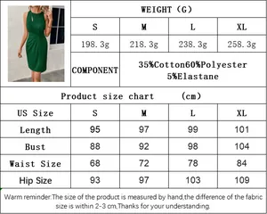 Guide des tailles et détails du tissu pour robe moulante sans manches ajourée