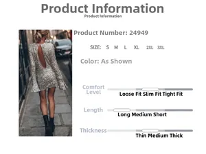 Detailed view of backless silver sequined mini dress featuring long flared sleeves
