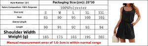Detailed size chart for hollow out swimwear cover up dress with backless design and thin straps
