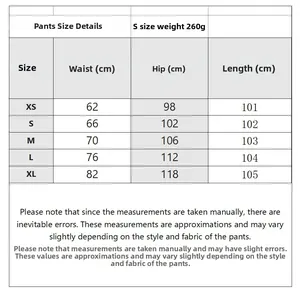 Detailed size chart for women's high waist casual wide leg pants with XS to XL measurements