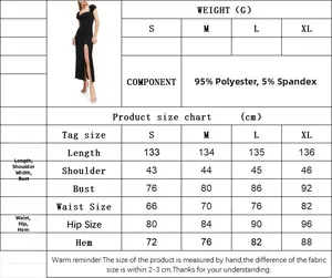 Guide détaillé des tailles pour la robe longue moulante avec dimensions et tissu