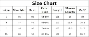 Detailed size chart for women casual printed skirt including bust and waist measurements