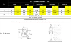 Tableau des tailles pour ensemble sport femme avec mesures du S au XL
