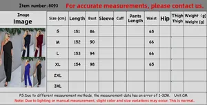 Size chart for off-shoulder jumpsuit with bust and length details in centimeters
