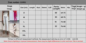 Size chart showing S-3XL measurements for women's high waist paperbag drawstring trousers