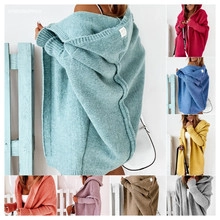 Detailed grid view showing various vibrant color options for the hooded knit cardigan sweater