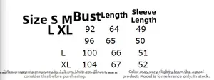 Detailed size chart for V-neck long sleeve knit sweater showing bust and length measures