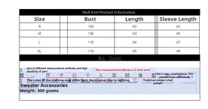 Guide des tailles pour gilet en maille rose avec mesures détaillées du S au XL