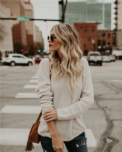 Women Sexy V Neck Backless Knitted Sweater Twist Back Long Sleeve Loose Fit Soft Acrylic Solid Color Fashion Pullover Jumper