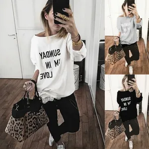 Women's Casual Embroidery Sunday In My Love Knitted Sweater Slim Fit Long Sleeve Angora Blend Pullover Soft Knit Top