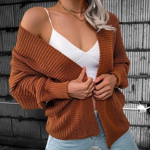 Gilet en Maille Décontracté pour Femmes Oversize Manches Longues Ouvert Devant Coupe Ample Couleur Unie Doux Chaud Veste Automne Hiver