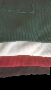 Slim fit high neck ribbed knit sweater in dark green, white, rose and grey colors