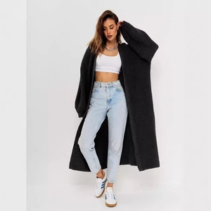 Women Long Chunky Knit Cardigan Oversized Open Front Sweater Casual Loose Outerwear Fall Winter Warm Ribbed Cuffs Outerwear