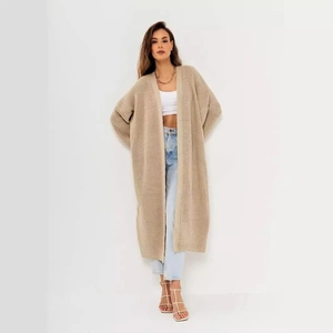 Chic oversized oat knit cardigan for women, long thick open front casual sweater coat