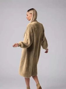 Loose knit oversized cardigan in soft faux mink fur with stylish lantern sleeves
