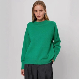 Women Solid Color Round Neck Knitted Sweater Loose Drop Shoulder Long Sleeve Pullover Soft Warm Autumn Winter Jumper Top
