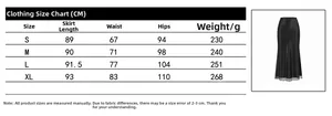 Guide des tailles pour jupe en satin à taille haute avec dentelle et mesures en CM
