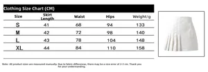 Guide des tailles détaillé pour mini-jupe plissée à taille haute du S au XL