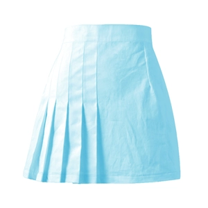 Jupe plissée taille haute bleu clair classique pour femme avec fermeture éclair latérale
