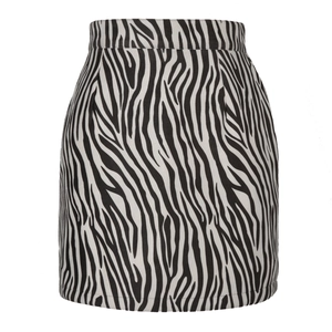 Mini-jupe zébrée en faux daim à taille haute avec coupe ajustée et silhouette trapèze
