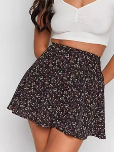 Women High Waist Chiffon Floral Mini Skirt A-Line Polka Dot Umbrella Short Skirt Casual Summer Sweet Fresh Fashion Skirts