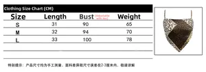 Detailed size chart for the leopard print bandana top showing S M L measurements in cm
