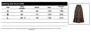 Guide des tailles pour jupe longue léopard à taille haute avec mesures en centimètres