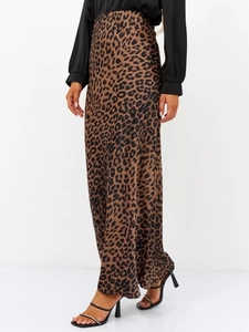 Gonna Midi in Riso Sexy con Stampa Leopardata da Donna Vita Alta Elastica Lunga Gonna a Linea A Moda Urbana Casual